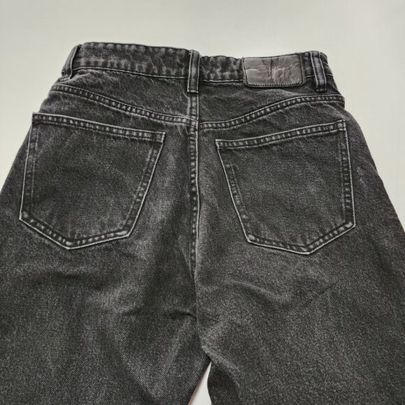 Zara Black Wash High Rise Straight Leg Crop Jeans Raw Hem - Picture 2 of 5